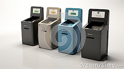 Smart waste basket. Electronic gadget for the home. Open cover. Stock Photo