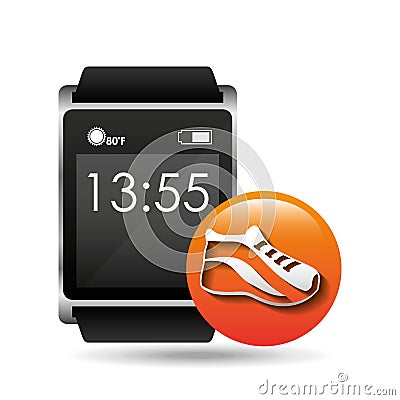 Smart watch concept shoe run social media Vector Illustration