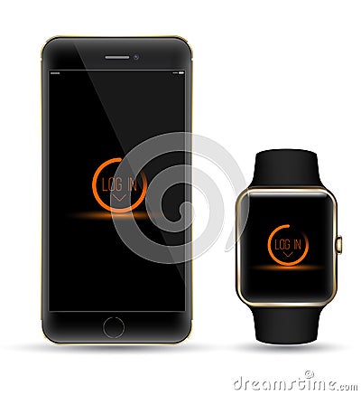 Smart watch 3D mockup realistic Vector Illustration