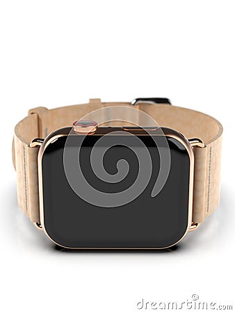 Apple Watch 4 style smartwatch, gold, black screen Editorial Stock Photo