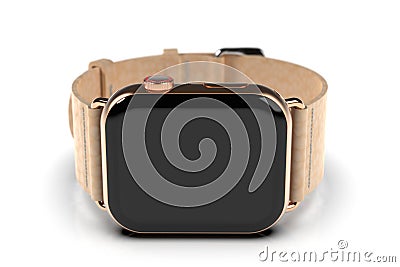 Apple Watch 4 style smartwatch, gold, black screen Editorial Stock Photo