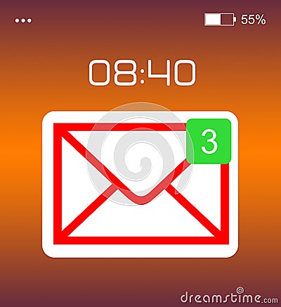 Smart watch displaying three inbox letters in mail application Stock Photo