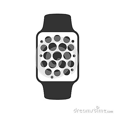 Smart watch isolated on white. Logo. Stainless silver . Vector with app. reflected surface. icon screen. face eps Stock Photo