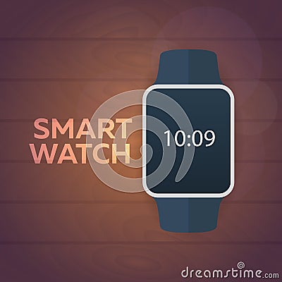 Smart watch isolated on white. Stainless silver . Vector with app. reflected surface. icon screen. face eps Stock Photo