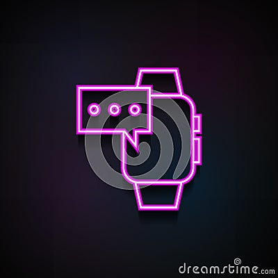 smart watch message icon. Element of Minimalistic icons for mobile concept and web apps. Neon smart watch message icon can be use Stock Photo