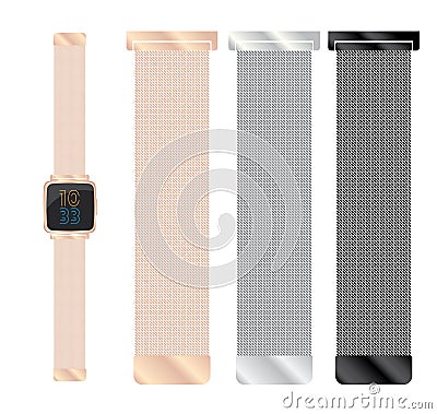 Smart watch with milanese straps Vector Illustration