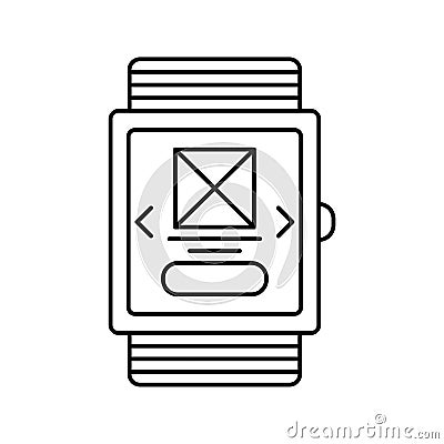 Smart watch outline icon. Isolated vector lined illustration for web or app design. Vector Illustration