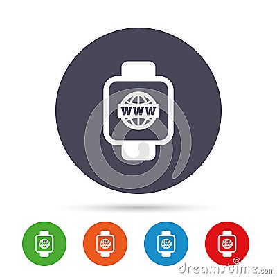 Smart watch sign icon. Wrist digital watch. Vector Illustration