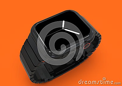 Apple Watch series 4 black steel similar smartwatch Stock Photo