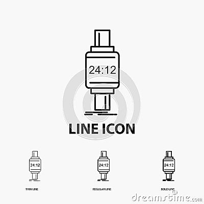 smart watch, smartwatch, watch, apple, android Icon in Thin, Regular and Bold Line Style. Vector illustration Vector Illustration