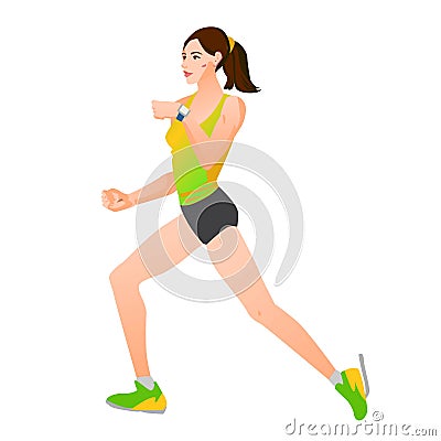 Smart watch vector illustration with fitness woman on background Vector Illustration