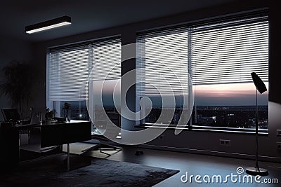 smart window covering system that automatically detects and adjusts to changing lighting conditions Stock Photo