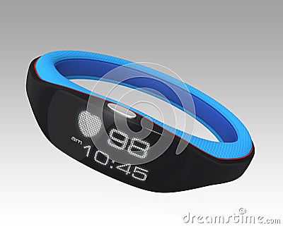 Smart wrist band displaying heart rate and time Stock Photo