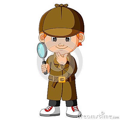 A smart young detective Vector Illustration