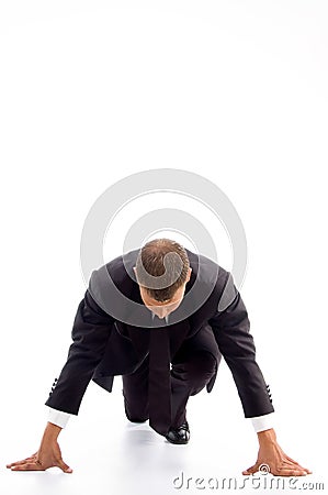 Smart young lawyer getting lined up for race Stock Photo