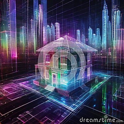 Smarthome, intelligent planned house using Internet of Things, connected online with information technology Cartoon Illustration
