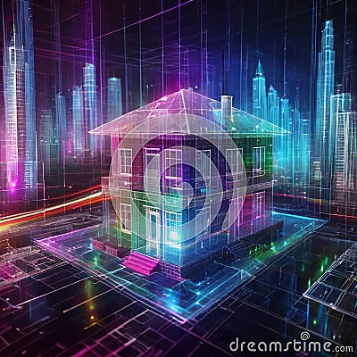 Smarthome, intelligent planned house using Internet of Things, connected online with information technology Cartoon Illustration