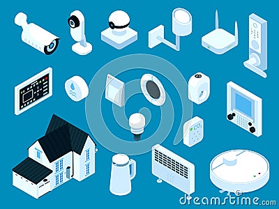 Smarthome Isometric Set Vector Illustration