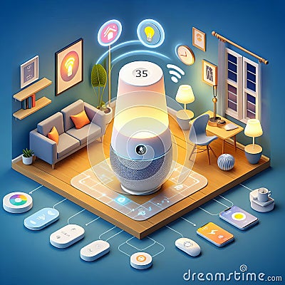 SmartHome Lamp A lamp that can be controlled and scheduled using Stock Photo