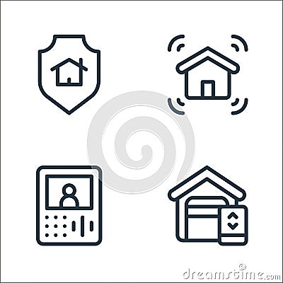 smarthome line icons. linear set. quality vector line set such as garage, intercom, smarthome Vector Illustration