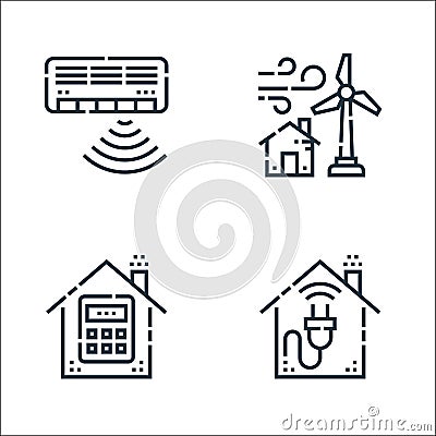 Smarthome line icons. linear set. quality vector line set such as plug, password, wind turbine Vector Illustration