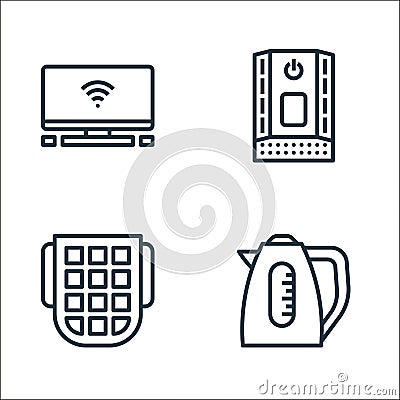 smarthome line icons. linear set. quality vector line set such as water boiler, keypad, alarm bell Vector Illustration