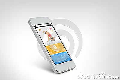 Smarthphone with sports application on screen Stock Photo