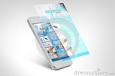 Smarthphone with world news web page on screen Stock Photo