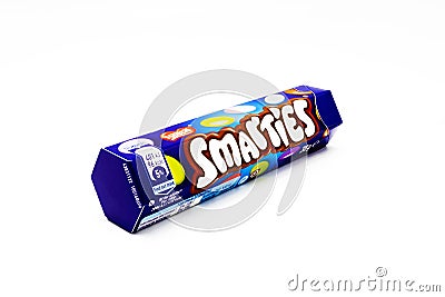 SMARTIES, Coloured Chocolate Confectionery produced by NestlÃ© Editorial Stock Photo