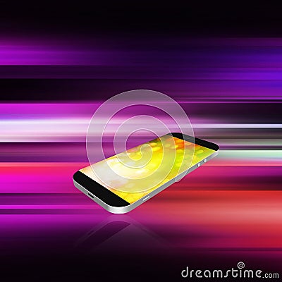 Smartphone on abstract background,cell phone illustration Cartoon Illustration