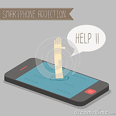 Smartphone addiction Vector Illustration