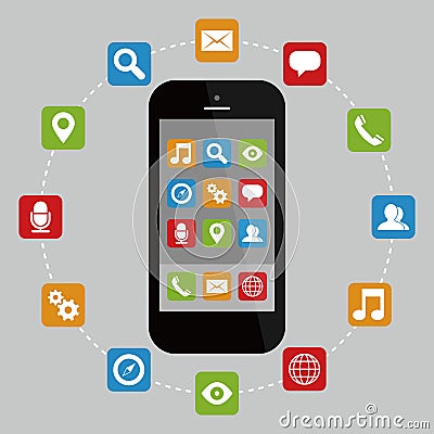 Smartphone with Apps Vector Illustration