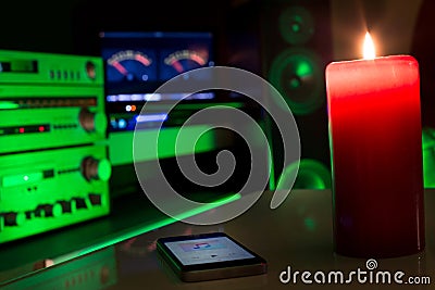 Home sound system controled by smarth phone Editorial Stock Photo