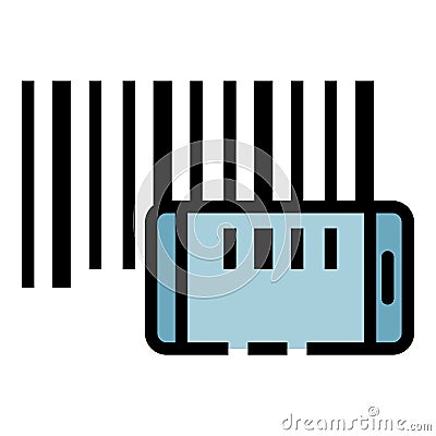 Smartphone barcode reading icon color outline vector Vector Illustration