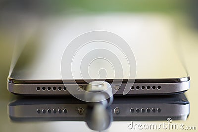 Smartphone battery charging technology background Stock Photo