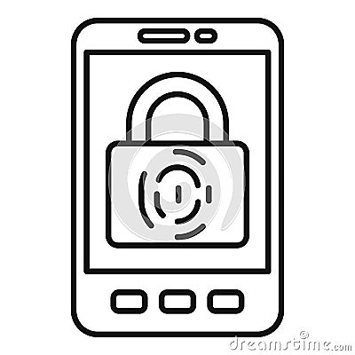 Smartphone biometric authentication icon, outline style Vector Illustration