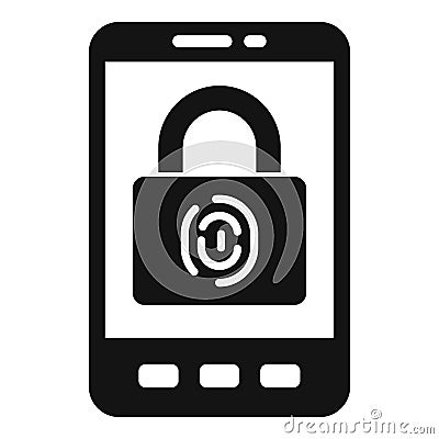 Smartphone biometric authentication icon, simple style Vector Illustration