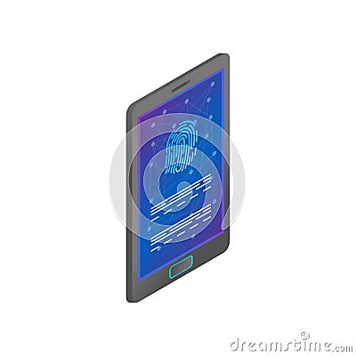 Smartphone biometric fingerprint security modern touch screen gadget Vector Illustration