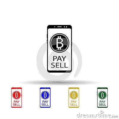 Smartphone, bitcoin, sell multi color style icon. Simple glyph, flat vector of mobile concept icons for ui and ux, website or Stock Photo