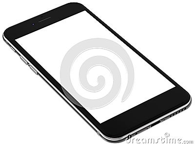 Smartphone black with blank screen, isolated on white background Cartoon Illustration