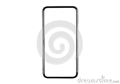 Smartphone with blank screen mock up. Smartphone isolated screen. Mobile phone white screen with copy space isolated on white back Stock Photo