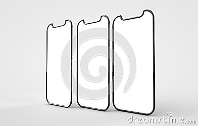 Smartphone blank screen template. Futuristic phone mockup. 3D Rendering Stock Photo
