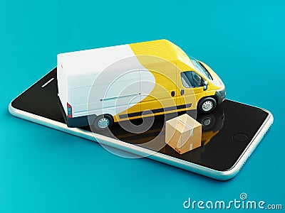 Smartphone, spedition concept, 3d rendering Stock Photo