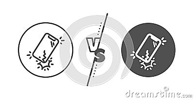 Smartphone broken line icon. Phone crack sign. Mobile device. Vector Vector Illustration