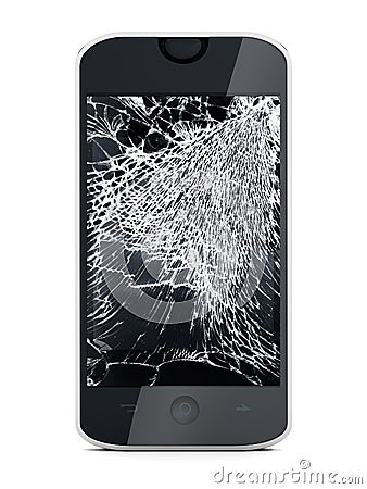 Smartphone with broken screen Stock Photo