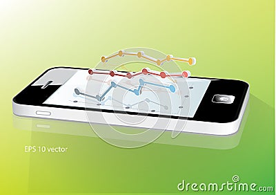 Smartphone with business graph Vector Illustration