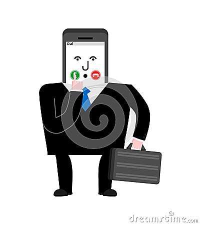 Smartphone businessman isolated. phone boss. Vector illustration Vector Illustration