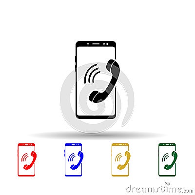 Smartphone, call, handset multi color style icon. Simple glyph, flat vector of mobile concept icons for ui and ux, website or Stock Photo