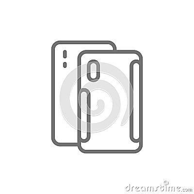 Smartphone case, phone screen protection line icon. Vector Illustration