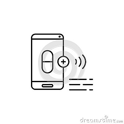 Smartphone, cellphone, overuse icon. Element of social addict icon. Thin line icon for website design and development, app Stock Photo